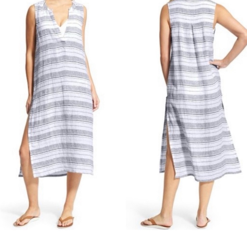 Athleta Stripe Meditation Midi Linen Coverup size XS